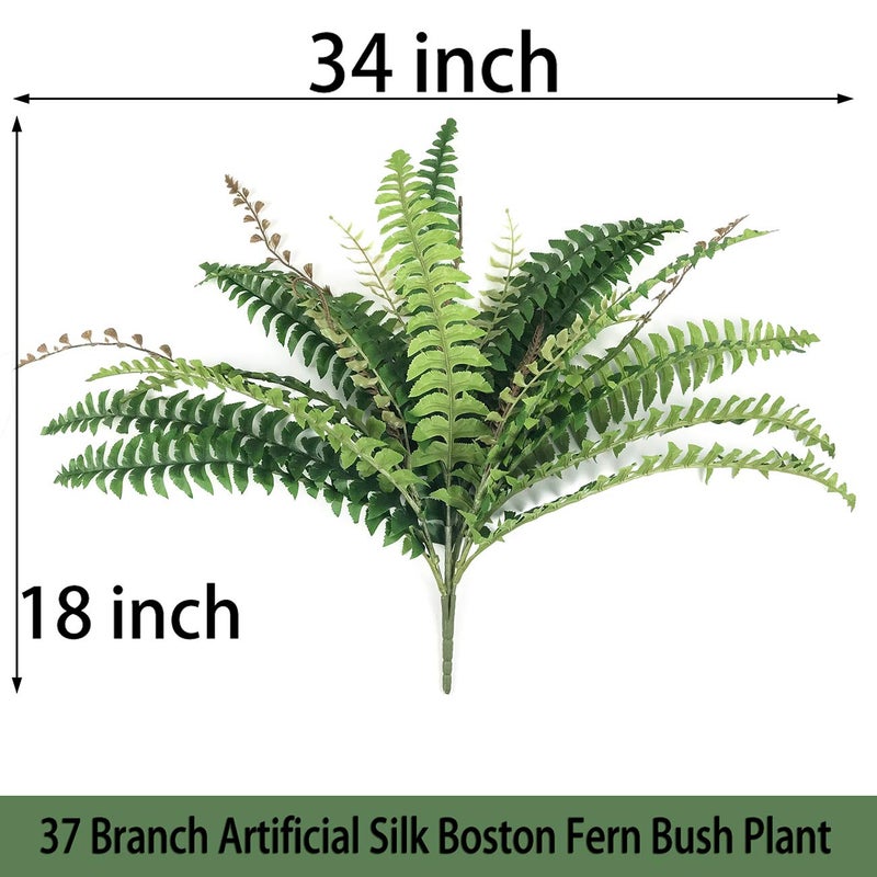 Beebel Artificial Silk Plant Boston Fern Bush Hanging Plants Fake Persian Rattan Greenery Imitation Ferns Plants for Wall Indoor Outdoor Wedding Garland Decor 37 Branch - Image 2